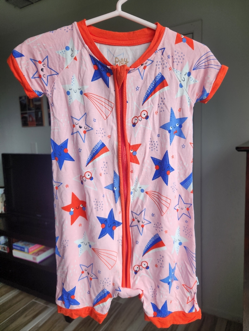 Little Sleepies Pink Stars and Stripes Shortie Romper Size 12-18